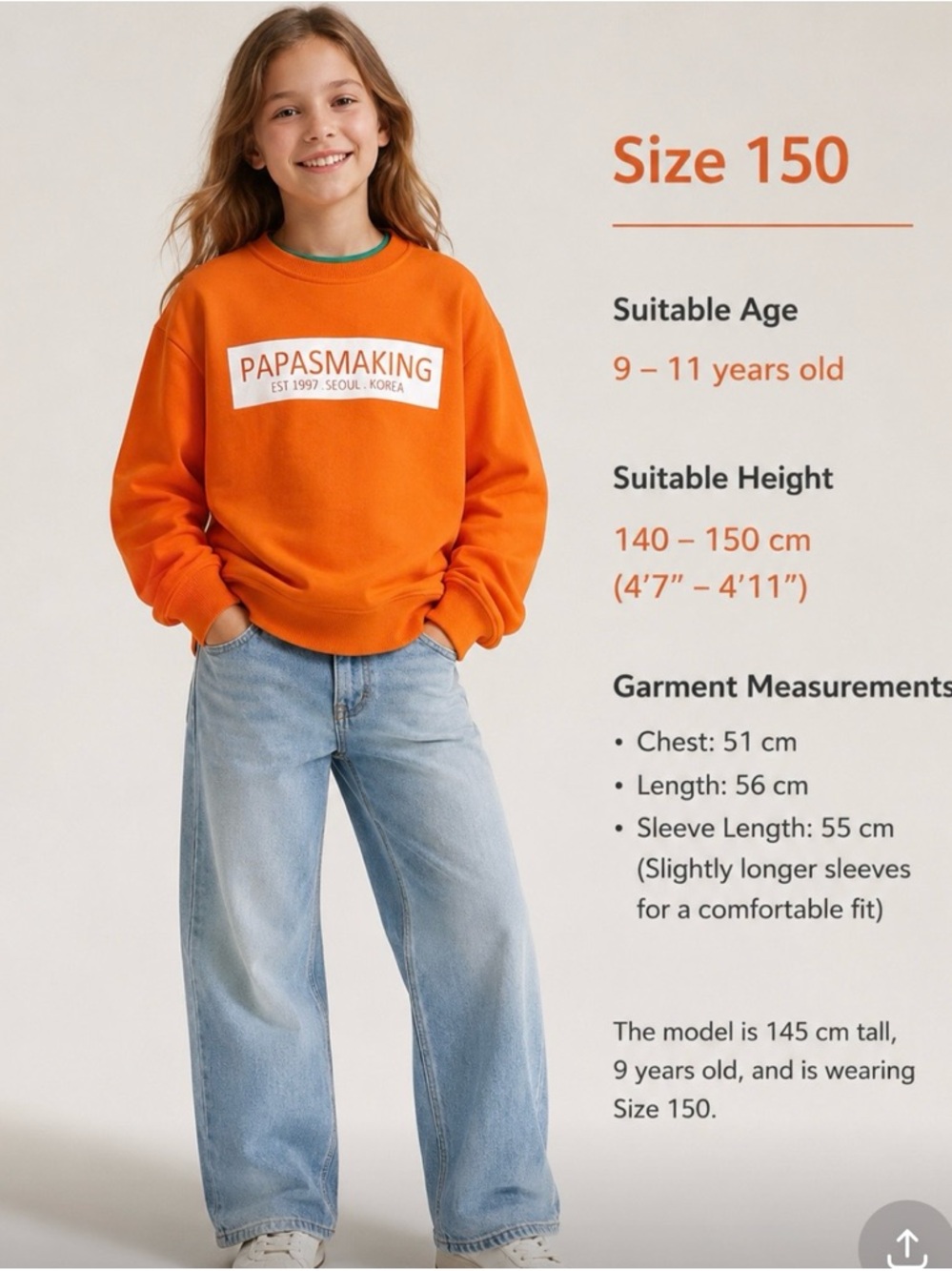 Kids Orange Sweatshirt with Front Logo -